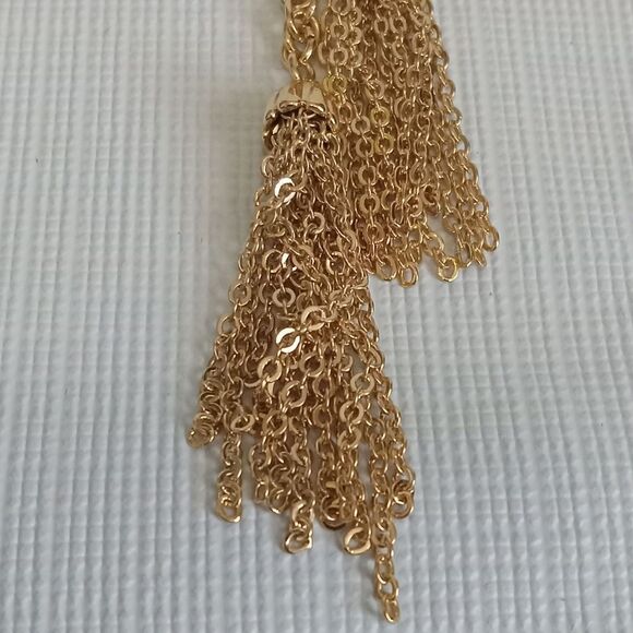 Gold Tone Metal Jellyfish Tassels Rope Chain Lightweight Lariat Fashion Necklace - Picture 4 of 9